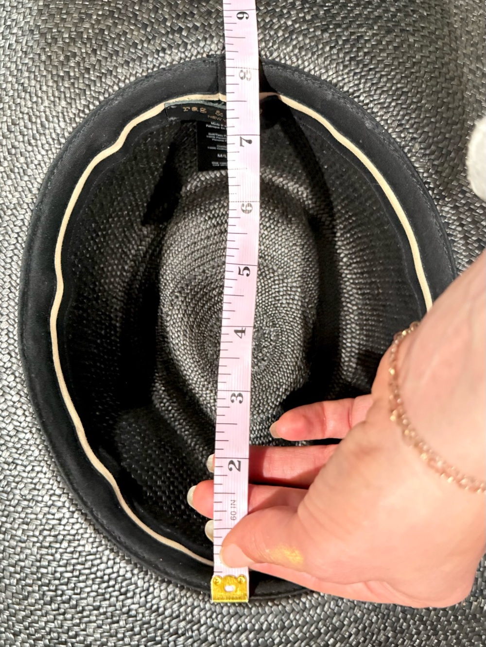 rag & bone Wide Brim Straw Hat Black Oversized Boater Fedora Western Luxe - Picture 4 of 10